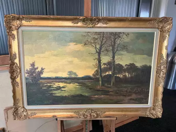 Schilderij A. Debreef, met lijst 80 x 120 cm