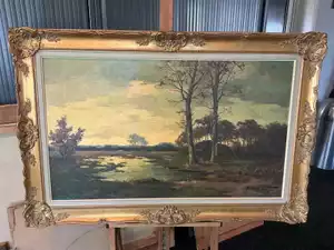 Schilderij A. Debreef, met lijst 80 x 120 cm