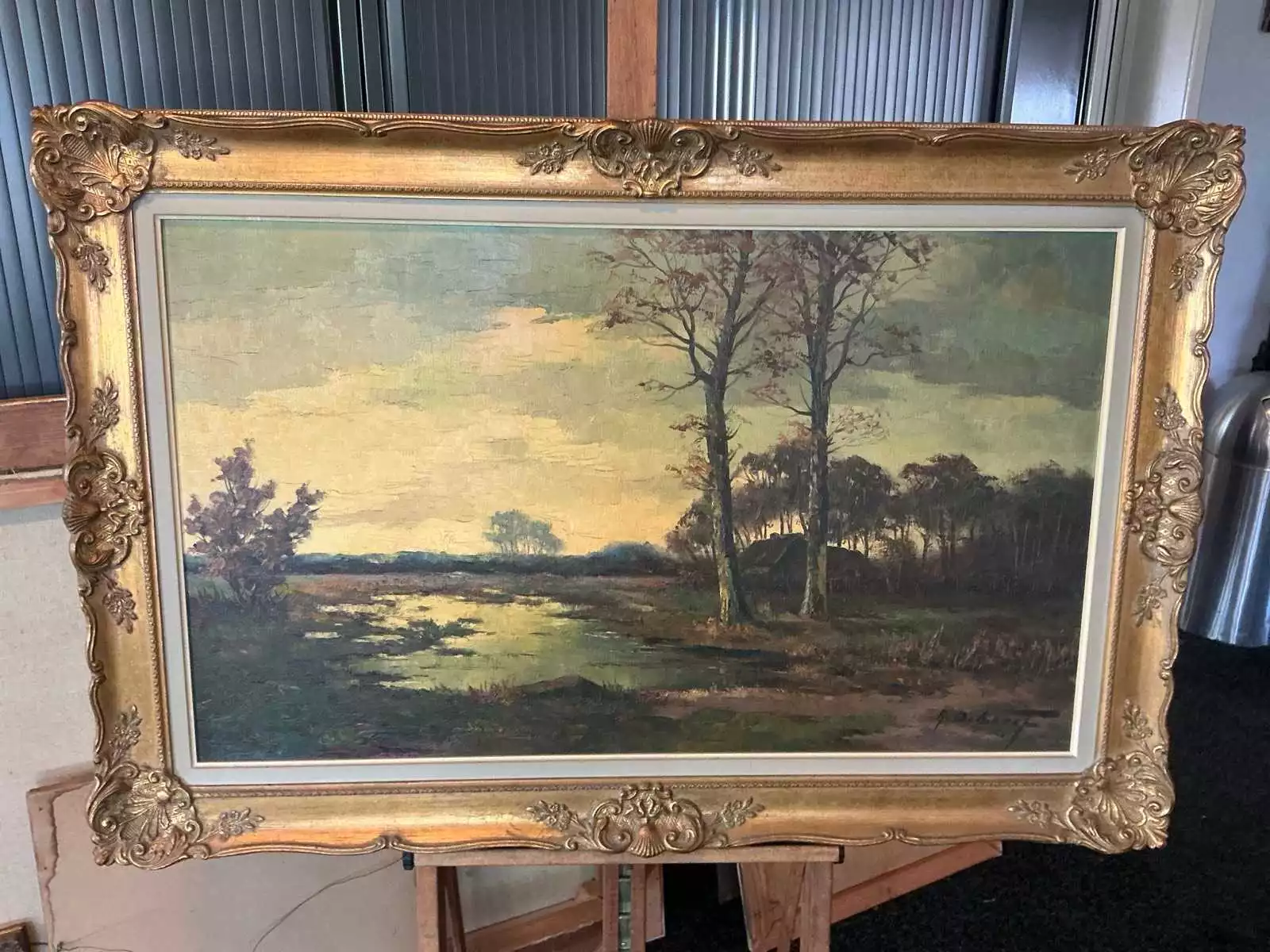 Schilderij A. Debreef, met lijst 80 x 120 cm