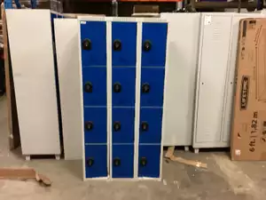 Blauwe lockerkast met 12 deuren, 180×90×50 cm